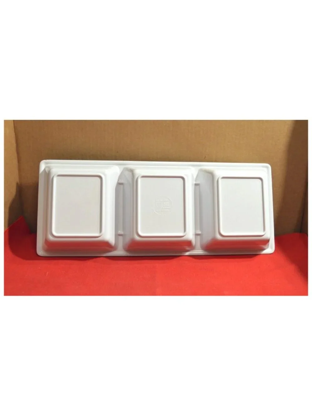 3 Compartment Condiment Dip Sauce Serving Tray Butterflies Melamine ~14-3/4